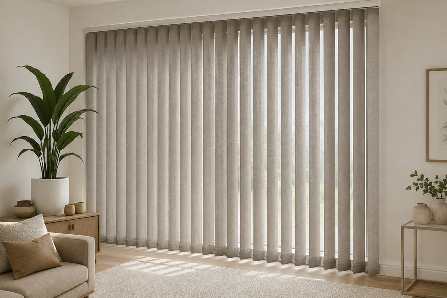Vertical blinds for a large window in a modern Sydney home