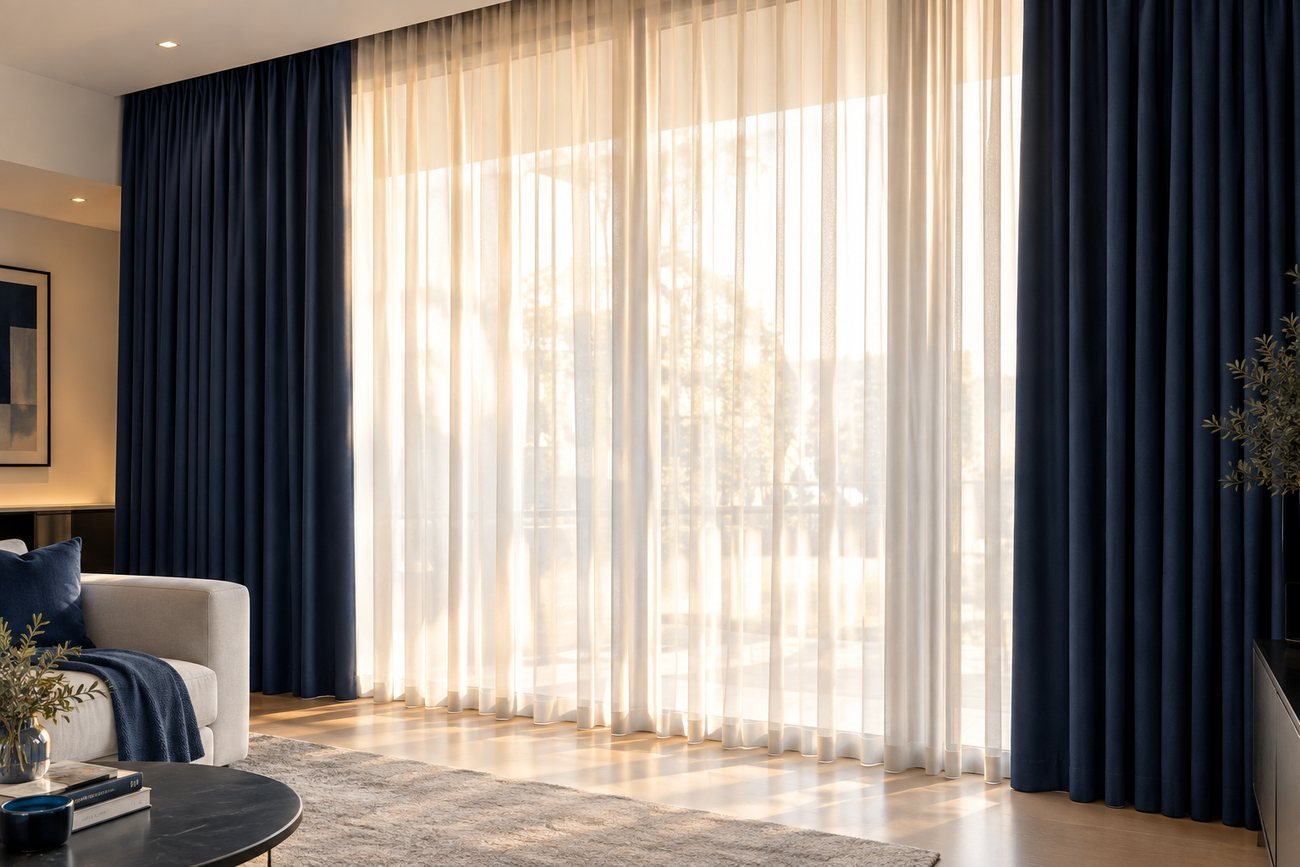 Sheer and blockout curtains in a Sydney home