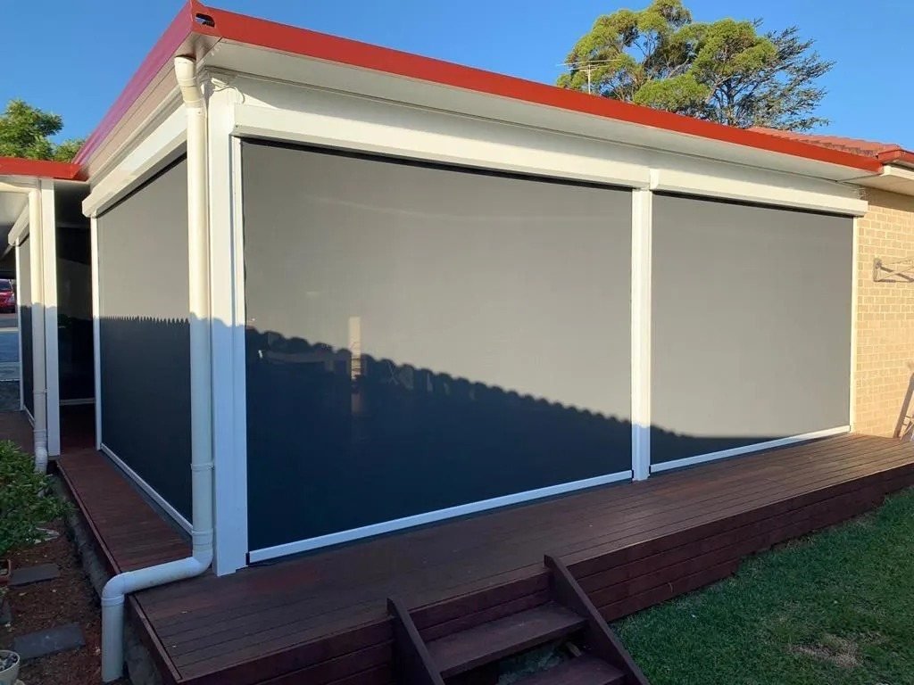 Outdoor zip screen blinds on a Sydney patio